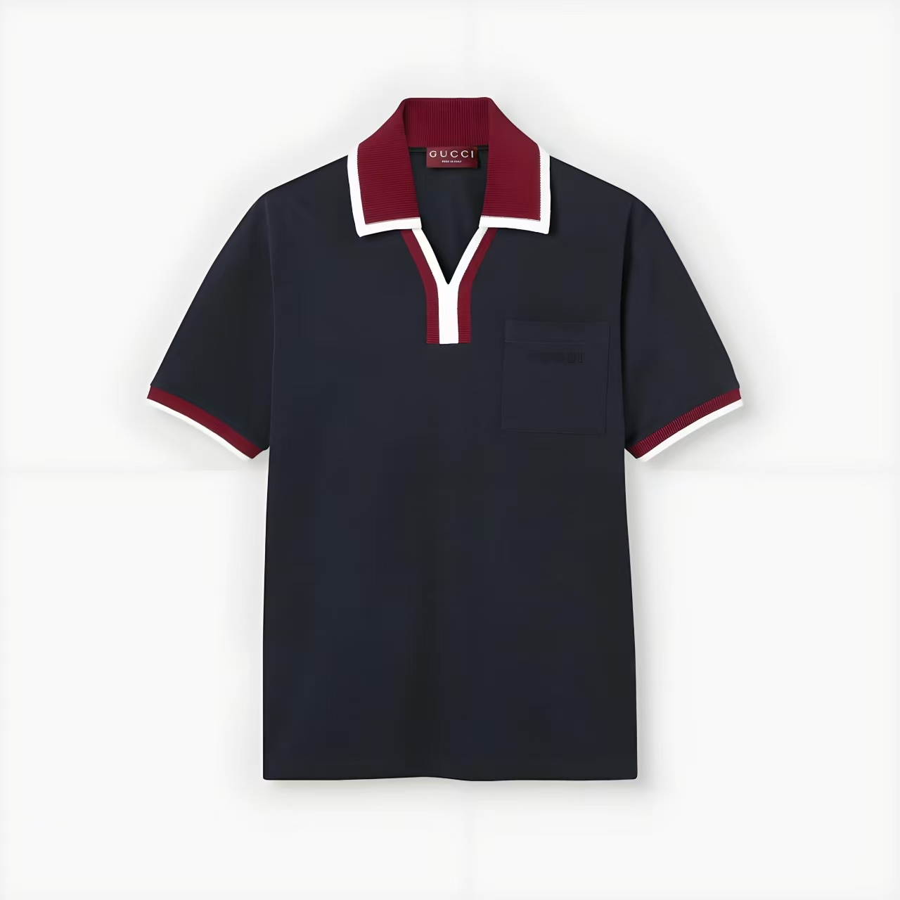 
Gucci/古驰 25ss新款
拼色罗纹 V领Polo
230克重全棉珠地
颜色：白  宝蓝
码数：S