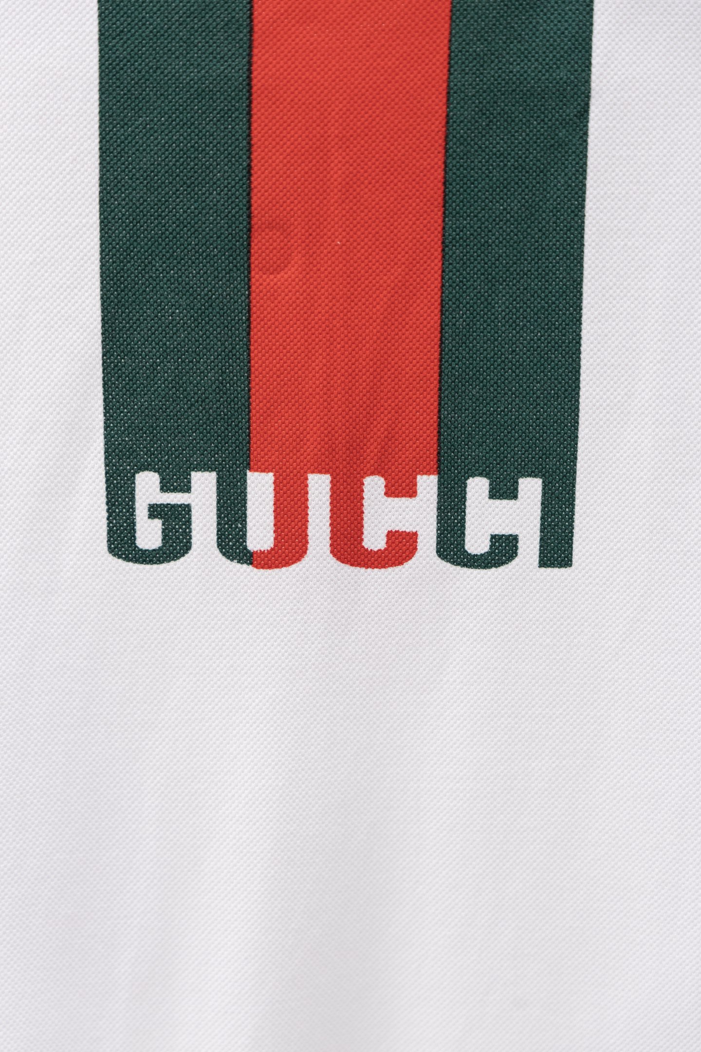 
Gucci/古驰 25ss新款
经典三色彩条Logo 印花Polo
230克重全棉珠地
颜色：白  黑