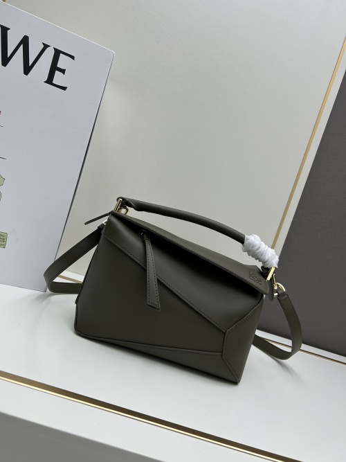 Loewe Puzzle Edge Bag: Geometric Design, Olive Green Leather Handbag 1 Loewe Puzzle Edge Bag: Geometric Design, Olive Green Leather Handbag