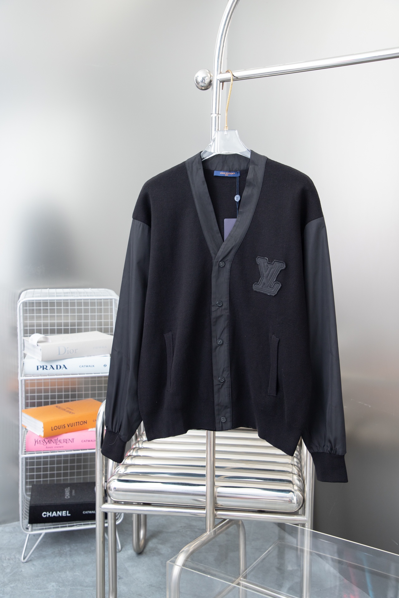 Louis Vuitton Clothing Cardigans Black Splicing Unisex Cotton Knitting Nylon Fashion