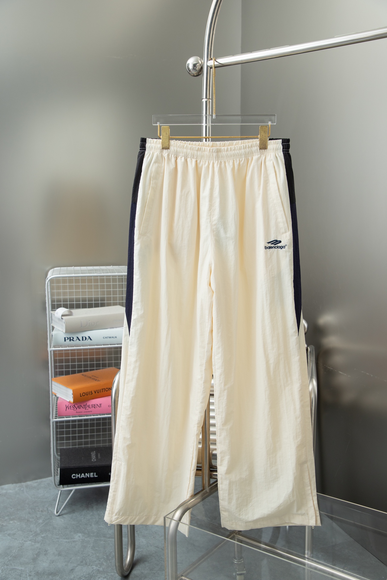 Balenciaga Cream Side Stripe Track Pants