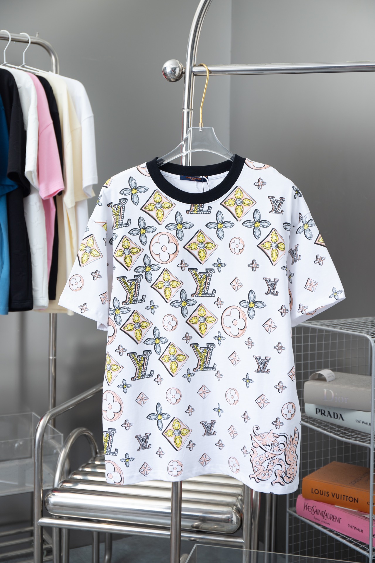 Louis Vuitton Clothing T-Shirt Printing Unisex Cotton Fashion Short Sleeve