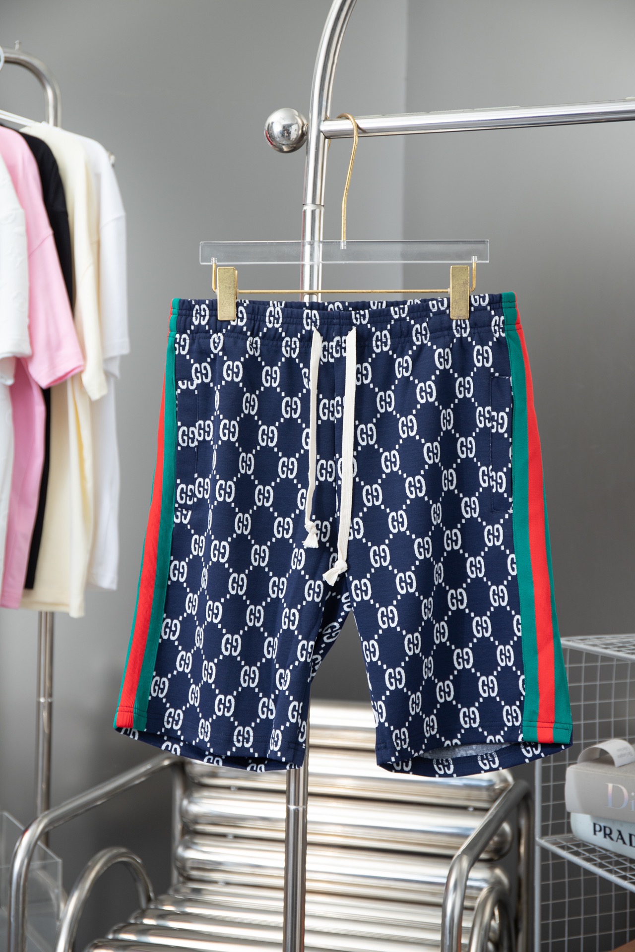 Alta calidad GU nueva temporada primavera/verano 24, tejido jacquard clásico doble G, decoración con cinta de adorno, r…