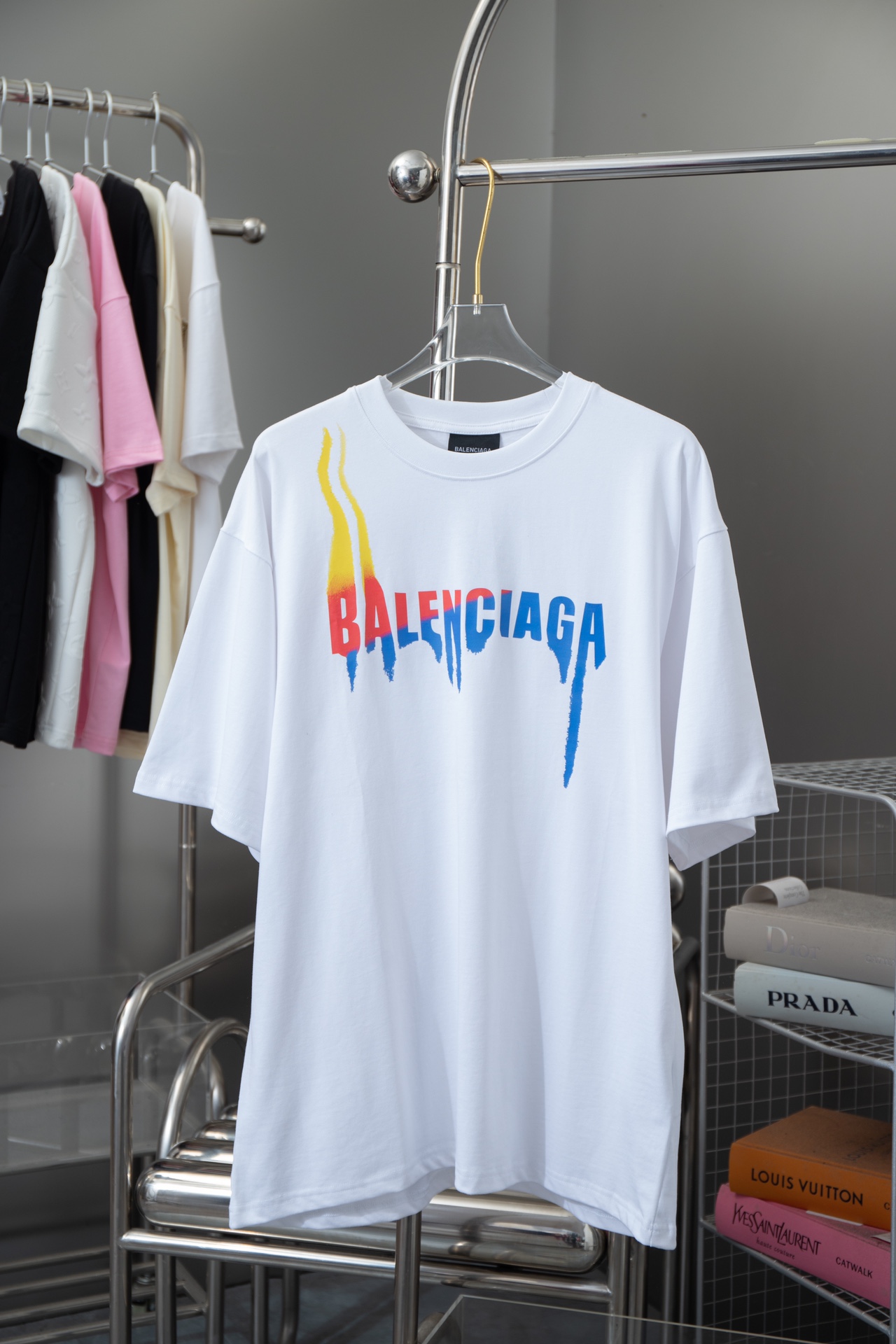 Balenciaga Fashion
 Clothing T-Shirt Doodle Unisex Cotton Spring Collection Fashion Short Sleeve
