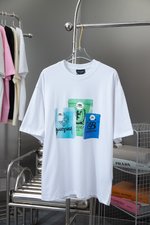Balenciaga Clothing T-Shirt Unisex Cotton Spring Collection Fashion Short Sleeve