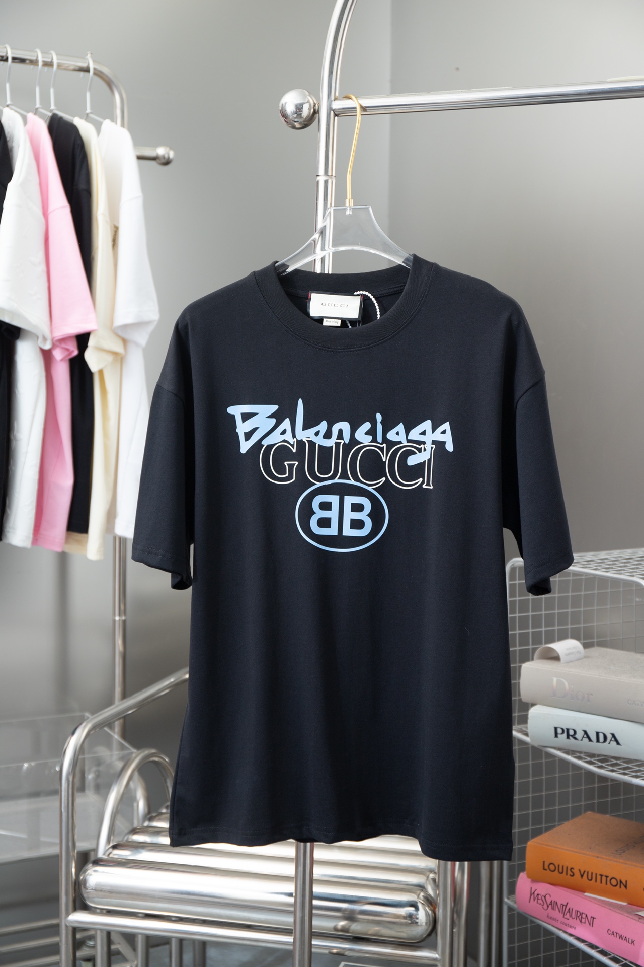 Alta calidad serie conjunta GU*BAL, nueva primavera serie de manga corta, camiseta con estampado de logo de letras clás…