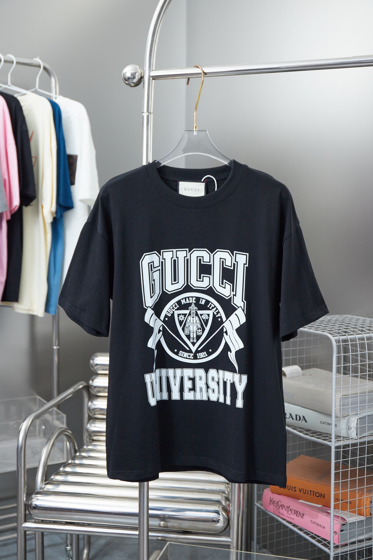 Alta calidad GUC 24ss nuevo camiseta de manga corta con estampado de insignia universitaria Gucc* nuevo icono de insign…