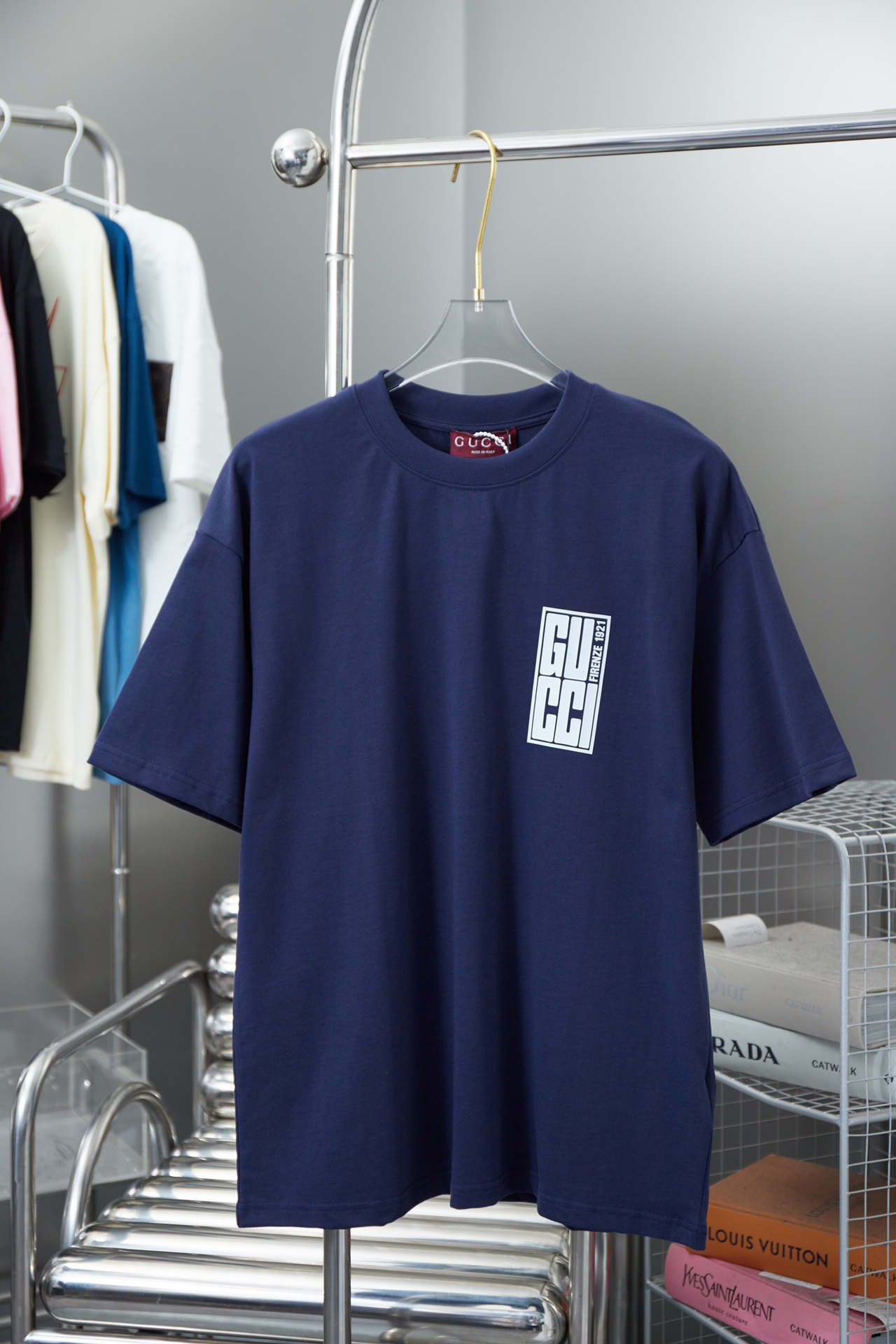 Alta calidad GUC 24ss nuevo camiseta de manga corta con estampado de insignia universitaria Gucc* nuevo icono de insign…