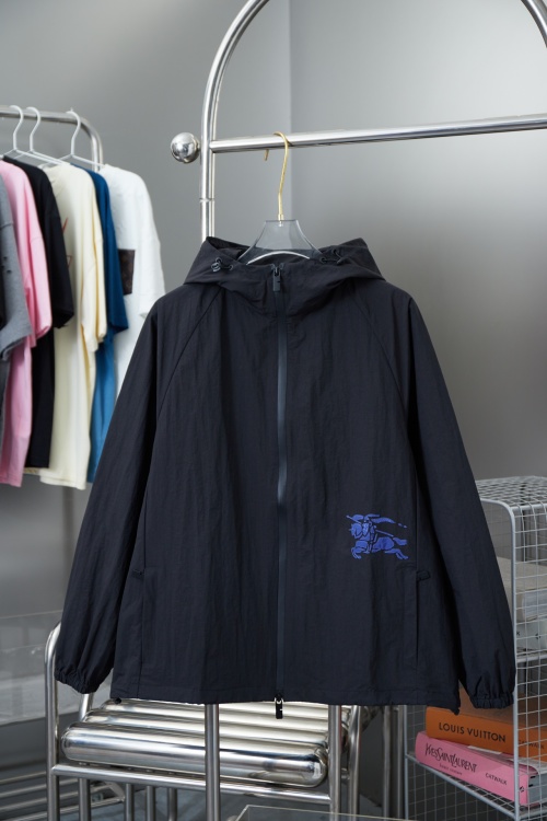 Burberry Men's Lightweight Nylon Hooded Jacket with Equestrian Knight Design