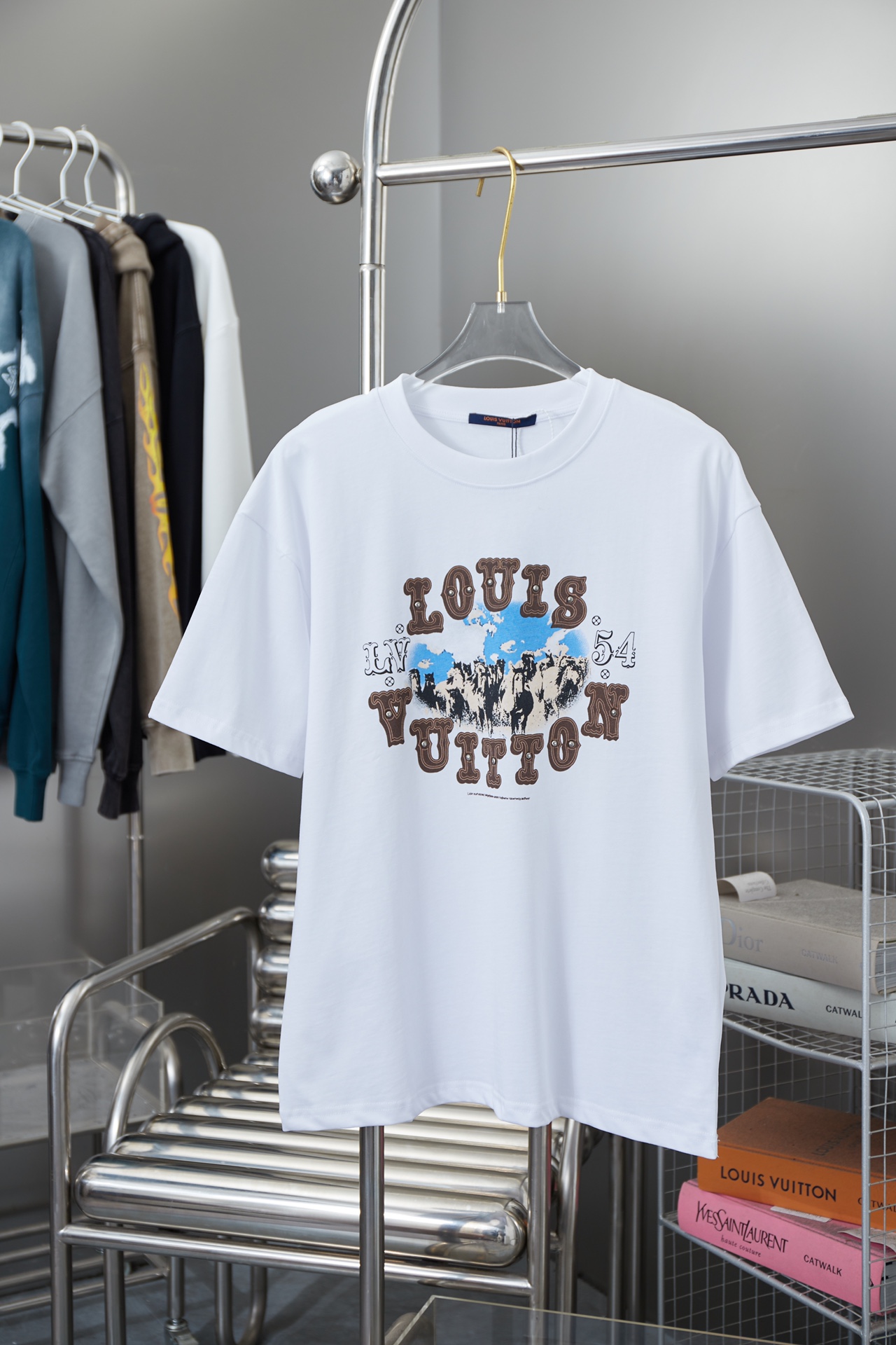 Louis Vuitton Kleidung T-Shirt Drucken Unisex Baumwolle Herbst/Winter Kollektion Fashion Kurzarm