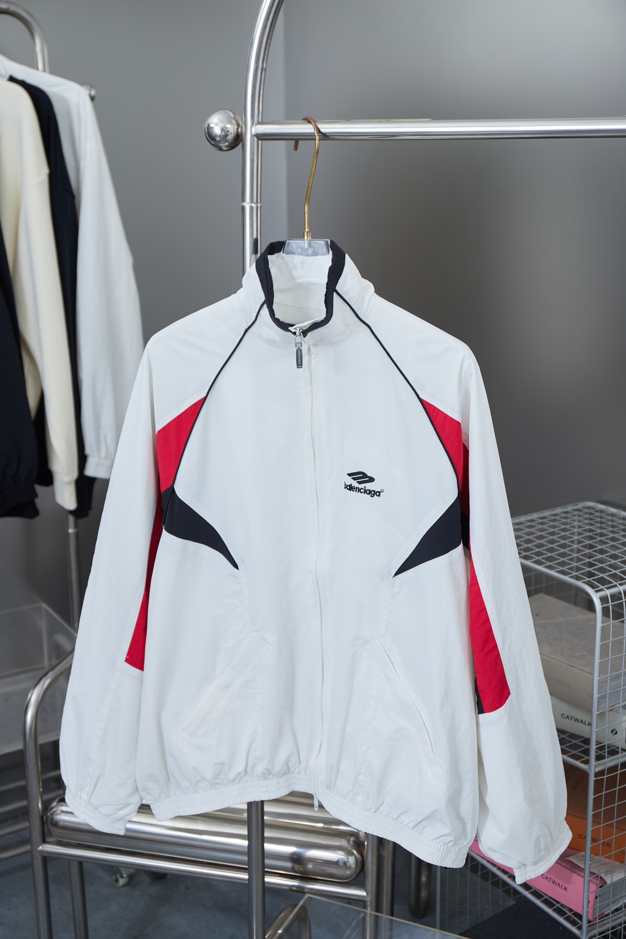 Balenciaga White Color Block Zip Jacket