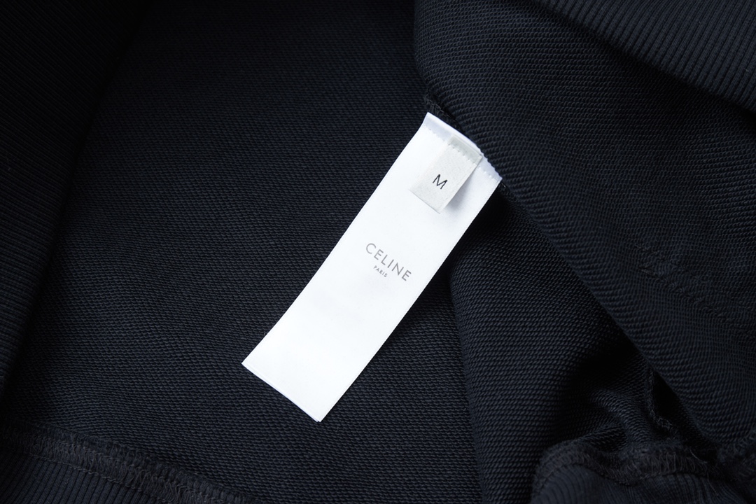 Luxury Celine Letter-Printed Hoodie with Detailed Features in Black/White, Various Sizes. - 图片 9
