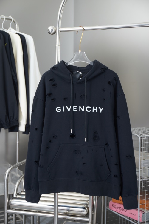 Givenchy GVC Logo Ripped Hoodie, Casual Lightweight, Daily Commute Style 1 Givenchy GVC Logo Ripped Hoodie, Casual Lightweight, Daily Commute Style