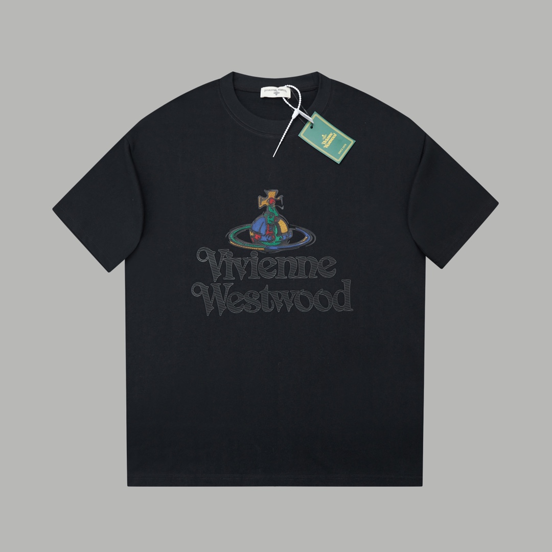 Vivienne Westwood Classic Orb Logo Black Cotton Crew Neck T-Shirt