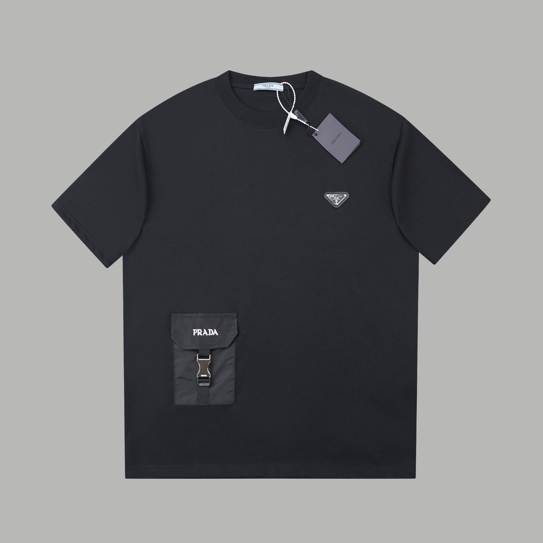Luxury PRAD* 25SS Short Sleeve Shirt with Custom Hardware Buttons and Machine Embroidery - 图片 1