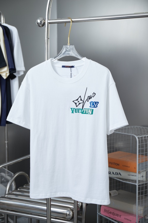 Louis Vuitton Embroidered Logo T-Shirt, Short Sleeve, Casual Daily Wear