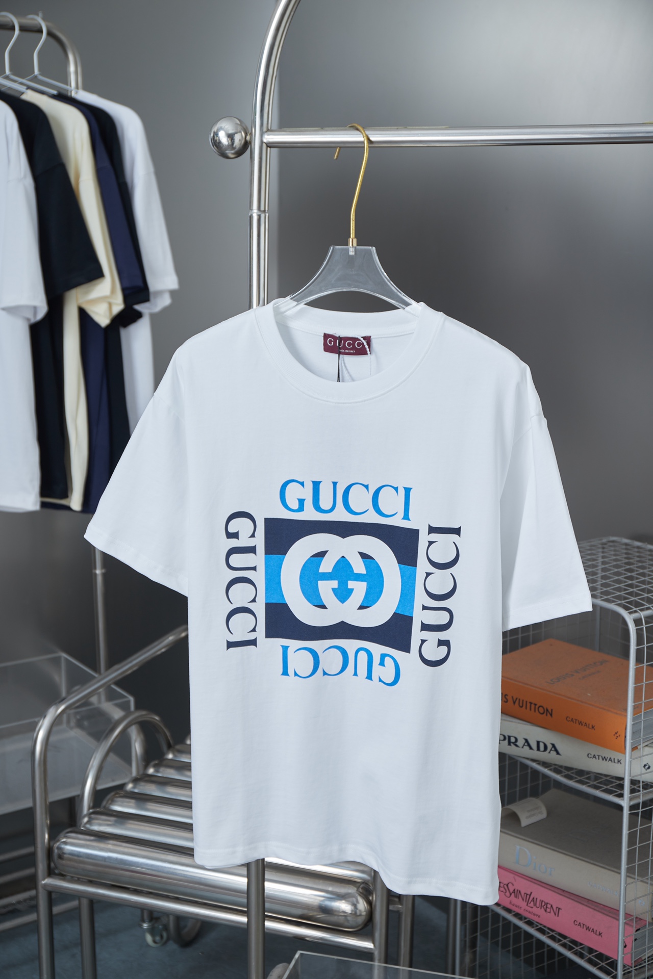 GU Gujia 25SS primavera/verano nueva camiseta de manga corta con estampado clásico doble G, estilo de lujo discreto, im…