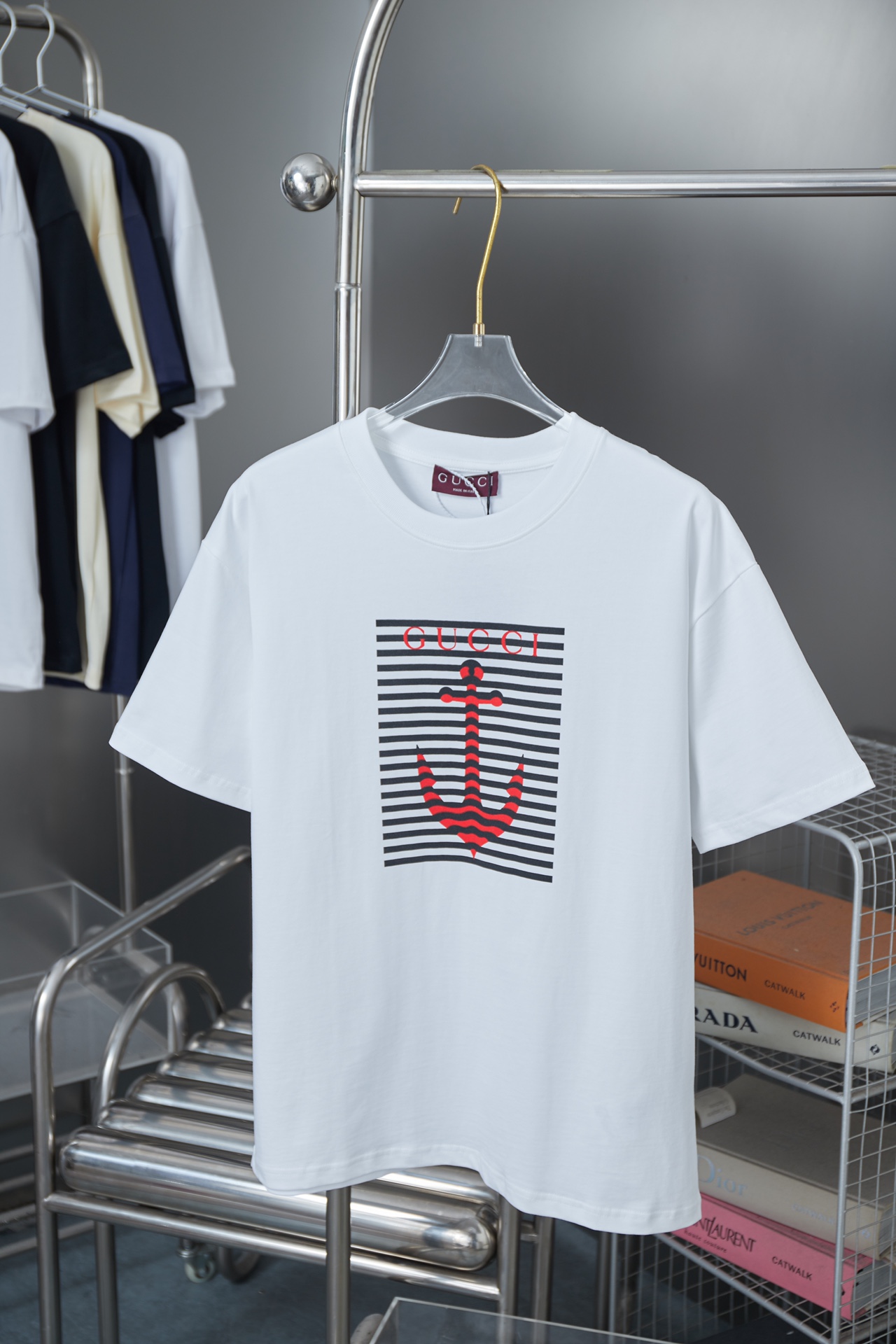GU Gujia 25SS primavera/verano nueva camiseta de manga corta con estampado de ancla 🪝, estilo de lujo discreto, impres…