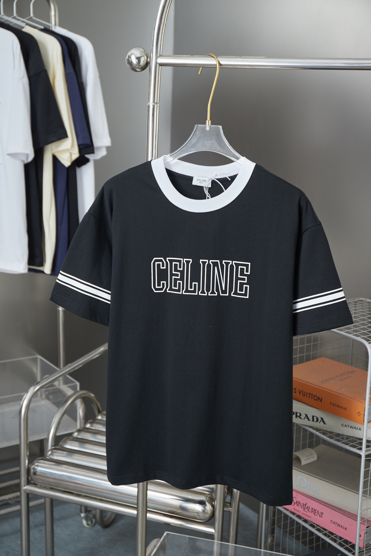 CELIN* 25SS nueva temporada de principios de primavera, camiseta de manga corta con estampado de letras, lujo ligero, p…