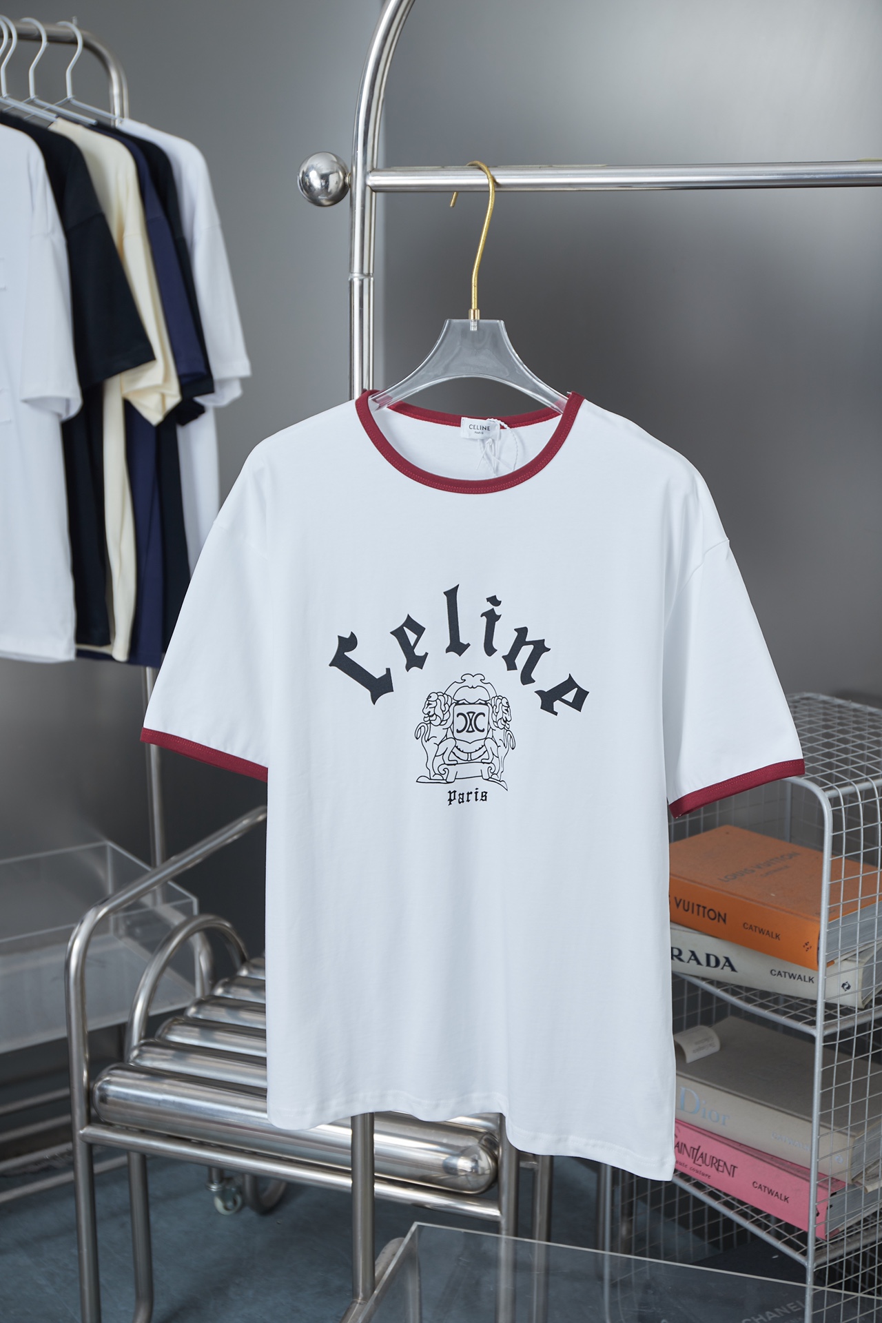 CELIN* 25SS nueva temporada de principios de primavera, camiseta de manga corta con estampado de letras, lujo ligero, p…
