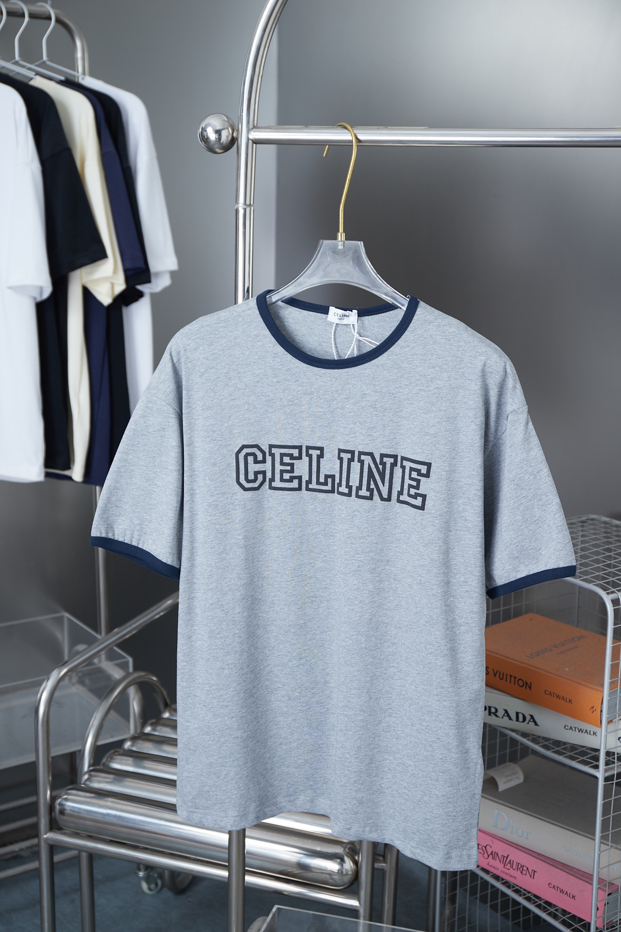 CELIN* 25SS nueva temporada de principios de primavera, camiseta de manga corta con estampado de letras, lujo ligero, p…