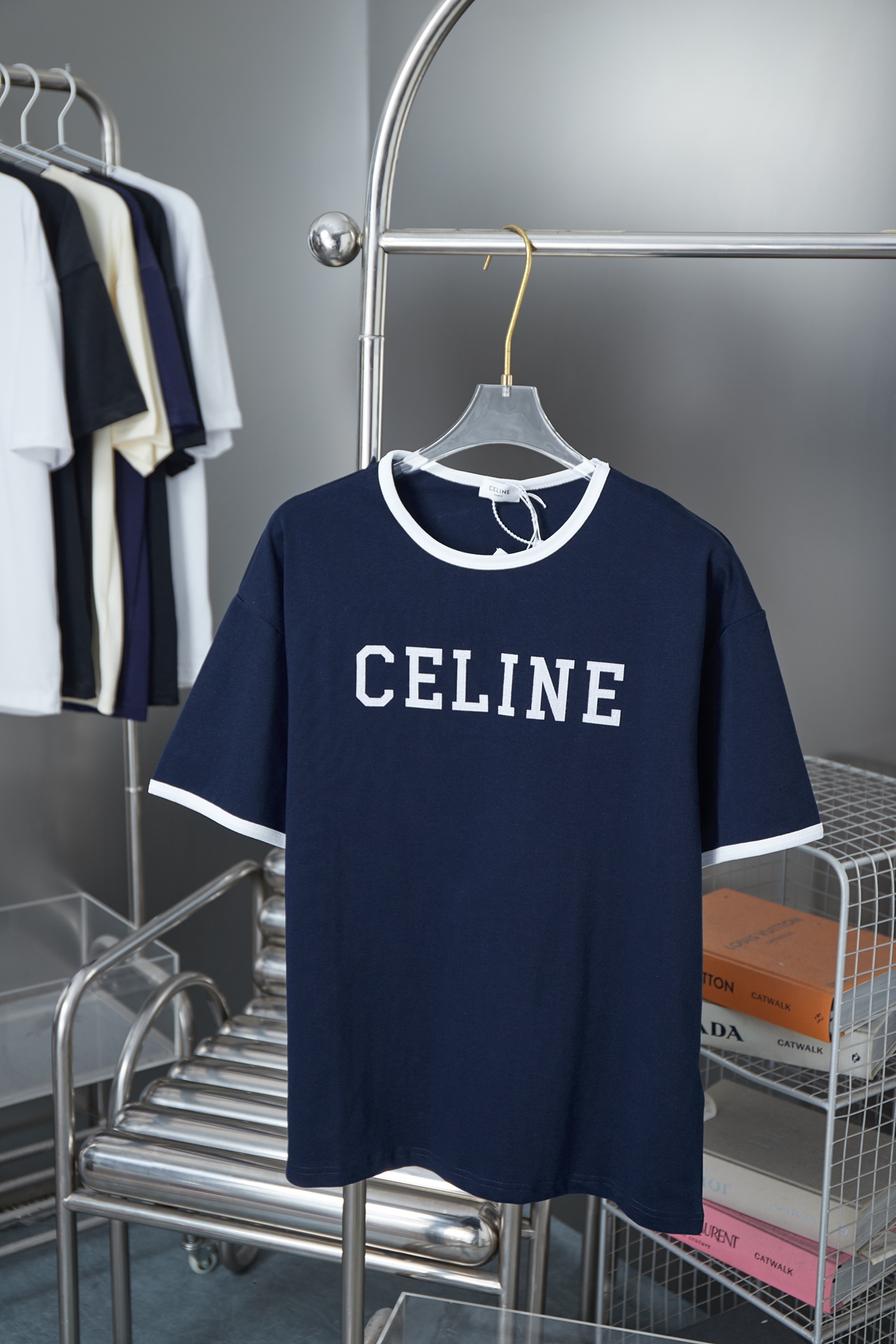 CELIN* 25SS nueva temporada de principios de primavera, camiseta de manga corta con estampado de letras, lujo ligero, p…