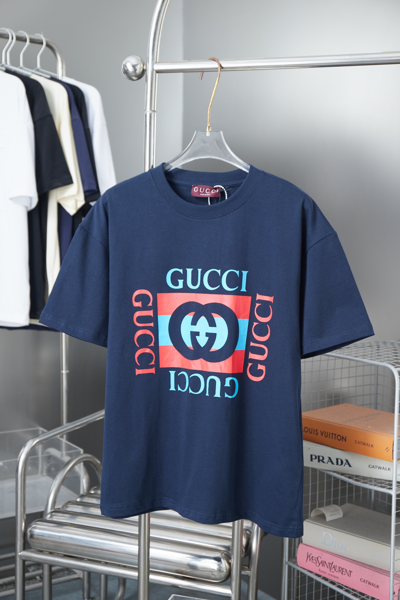 GU Gujia 25SS primavera/verano nueva camiseta de manga corta con estampado clásico doble G, estilo de lujo discreto, im…
