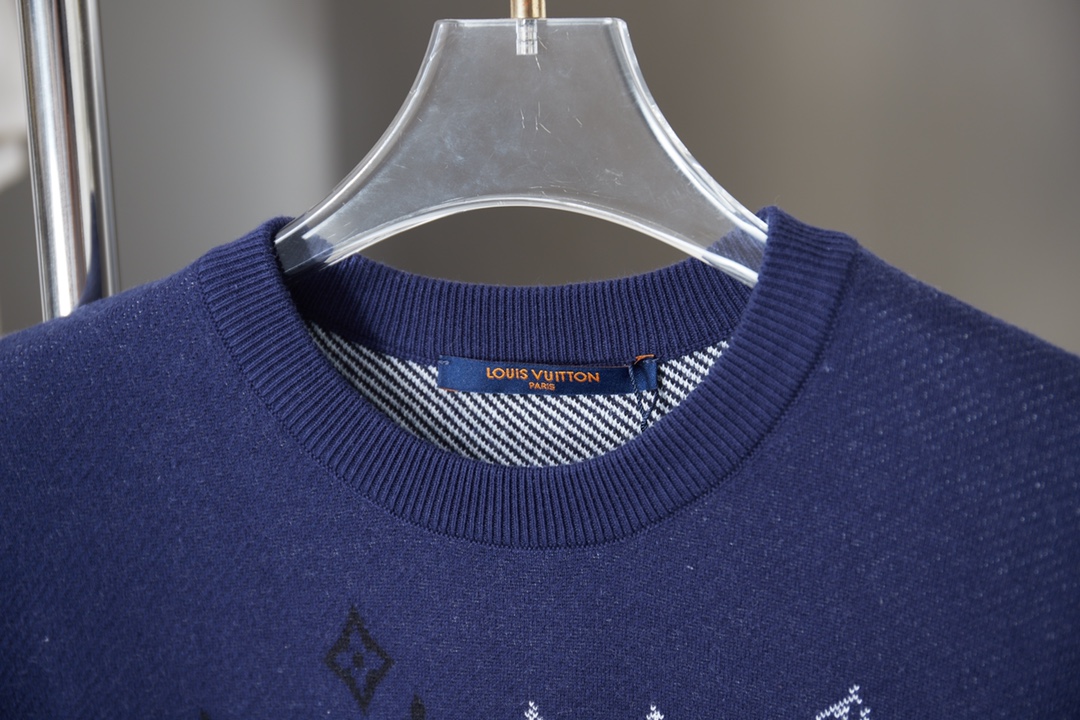 Louis Vuitton LV 路易26ss春夏新款 Lv马年崁花拼色提花针织短袖