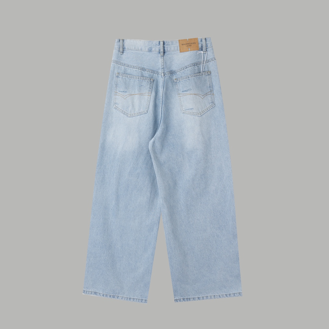 Balenciaga Balenciaga巴黎世家 SS26春季阔腿低腰破洞 牛仔裤