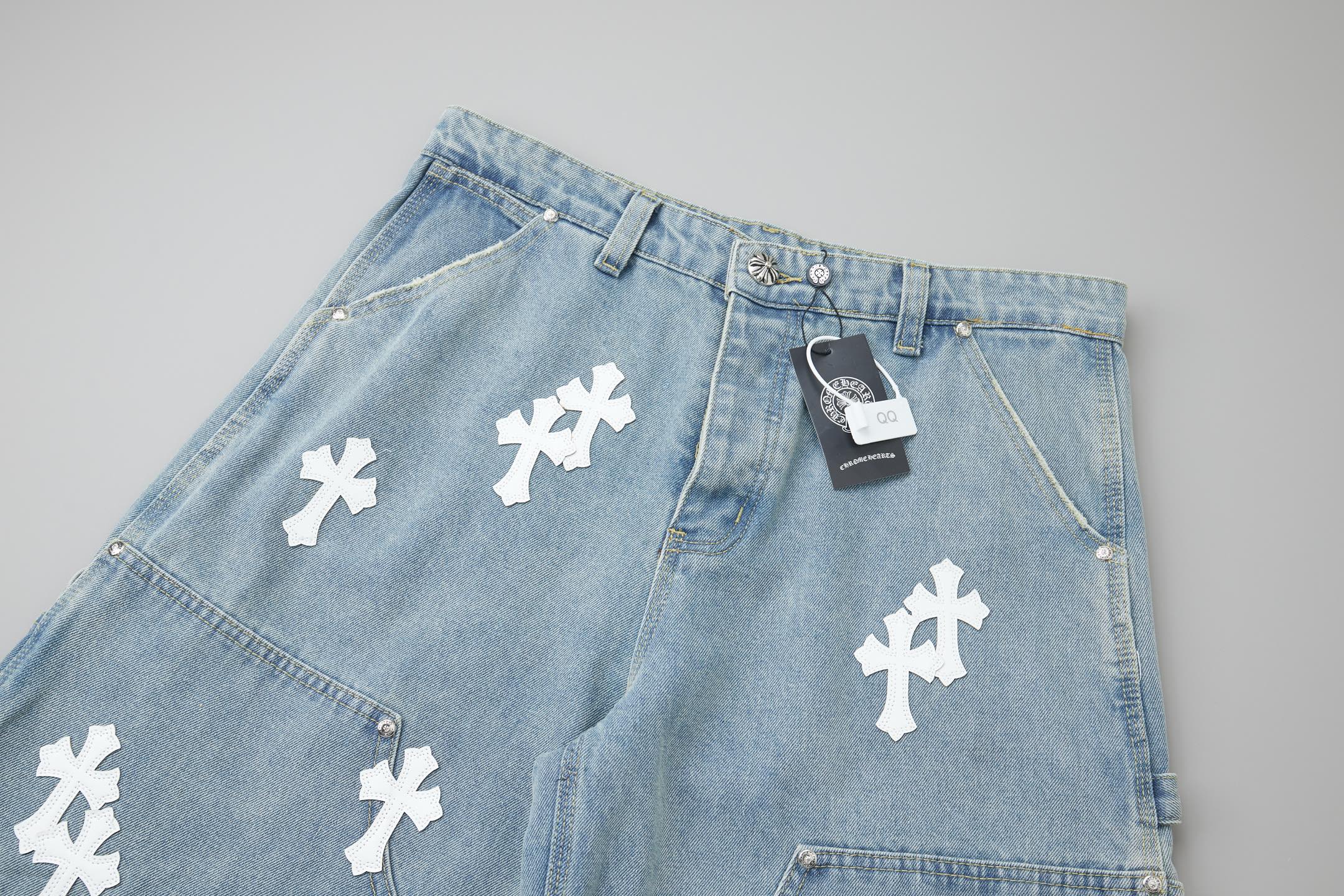 Chrome Hearts 克罗心十字架牛仔短裤​​