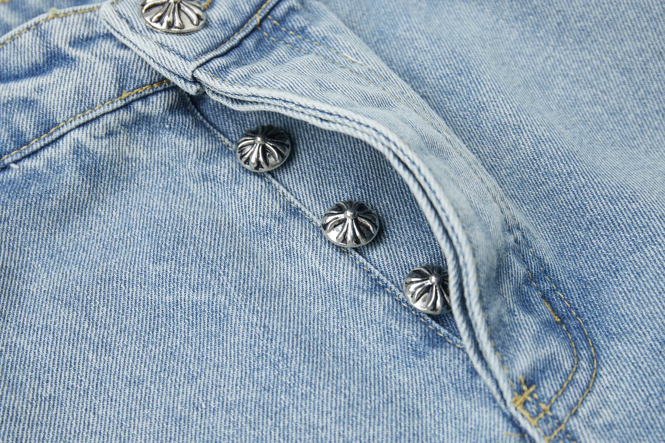 Chrome Hearts ​​克罗心黄十字牛仔短裤​​