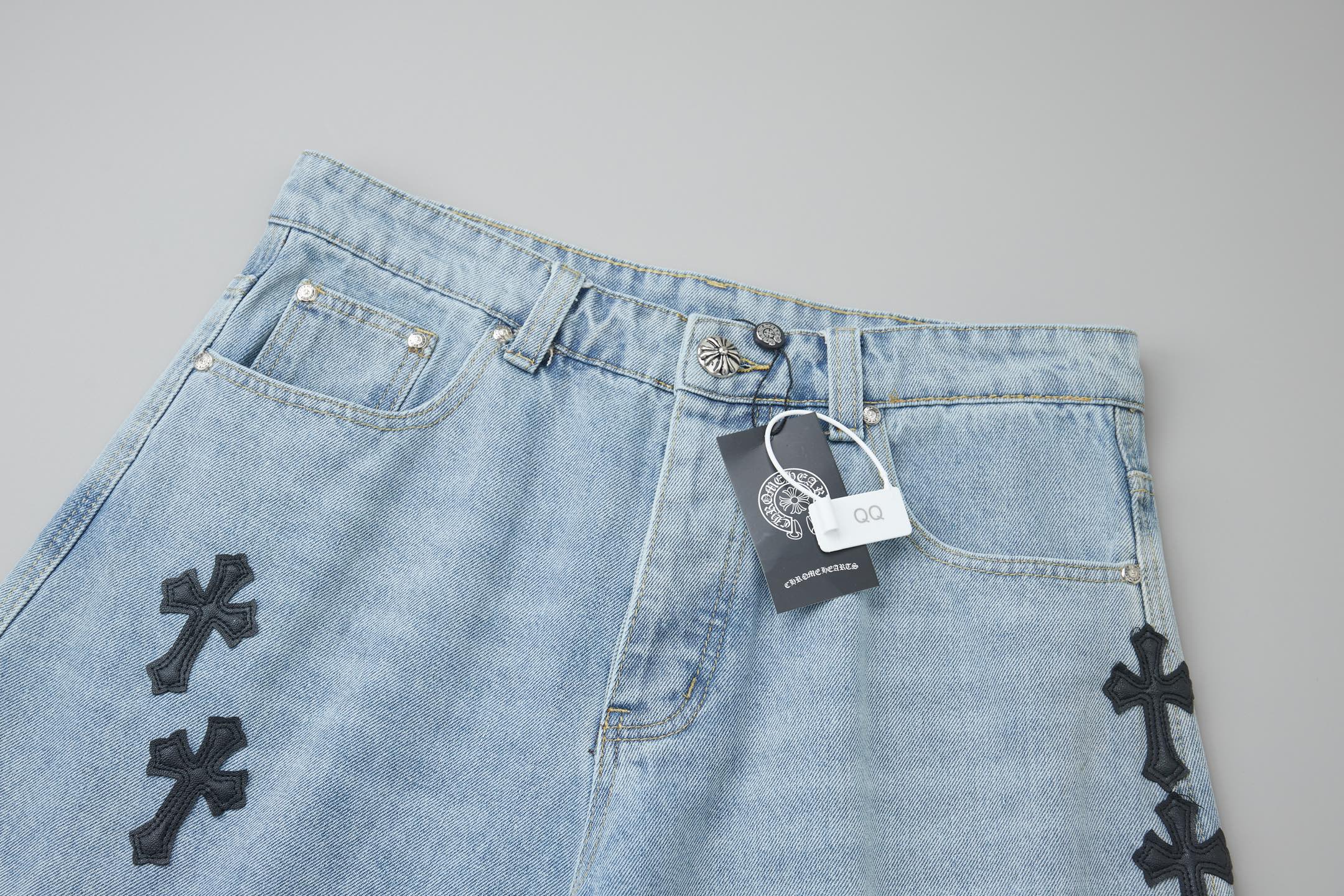 Chrome Hearts Chrome Hearts十字架牛仔短裤​​