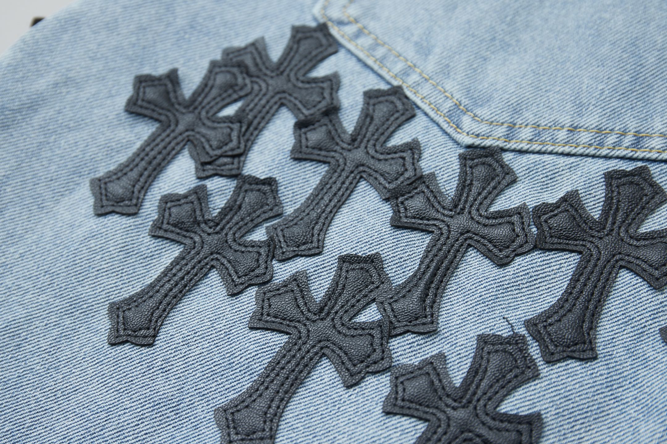 Chrome Hearts Chrome Hearts十字架牛仔短裤​​