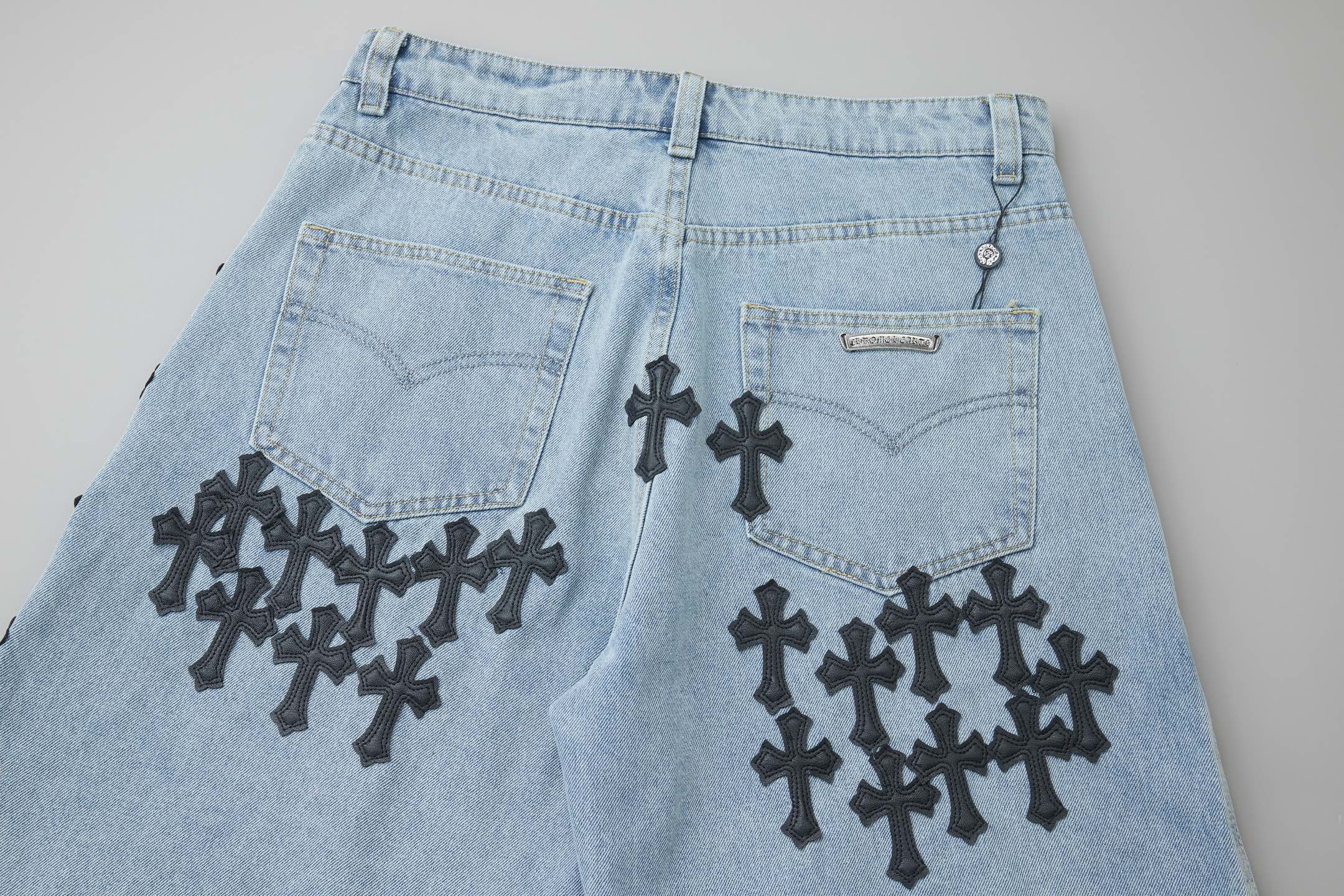 Chrome Hearts Chrome Hearts十字架牛仔短裤​​