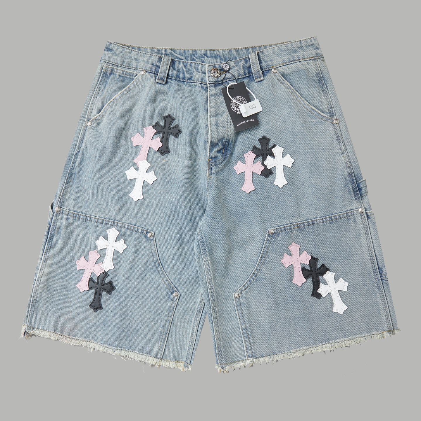Chrome Hearts 克罗心十字架拼接牛仔短裤​​