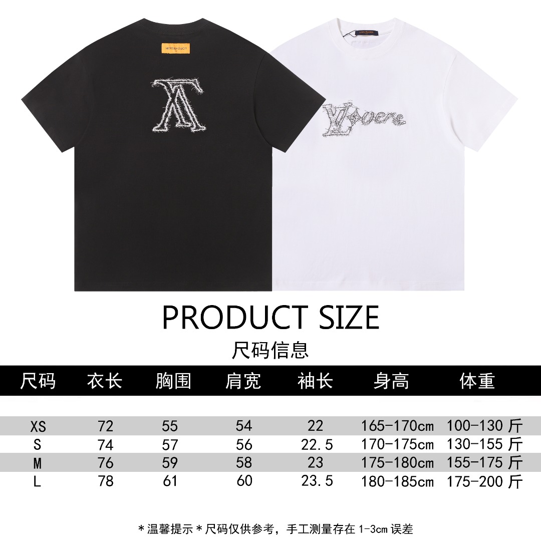 P70 Louis vuitton* Camiseta de manga corta bordada con logo graffiti LV de Louis Vuitton. Tejido personalizado 260g 32 …