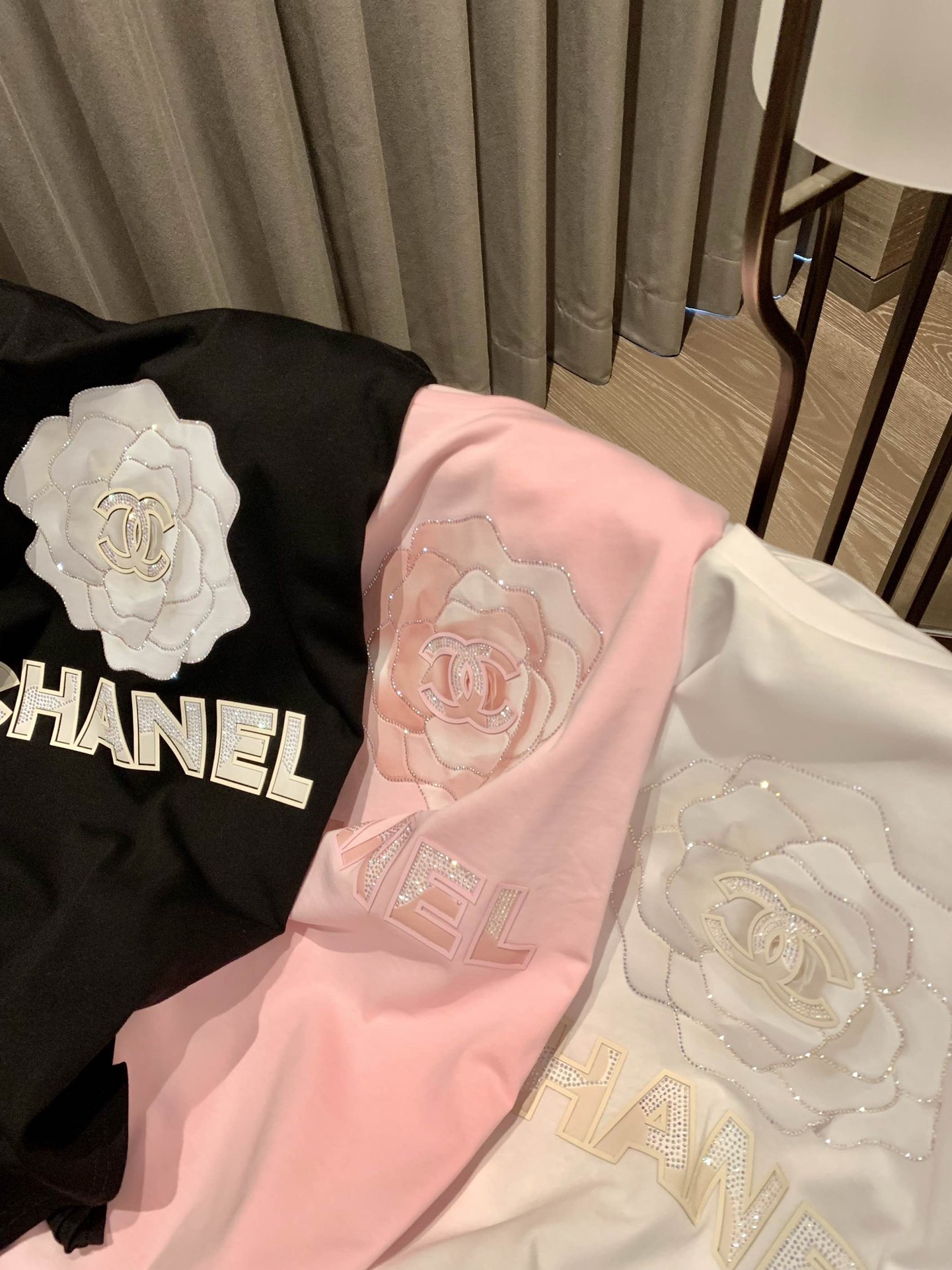 Chanel Clothing T-Shirt Black Pink White Cotton Summer Collection