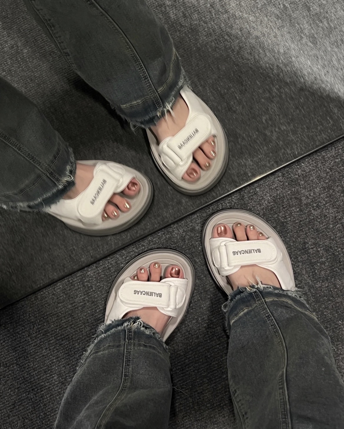 Balenciaga Tourist Fabric Velcro Beach Sandals - Shoe 2