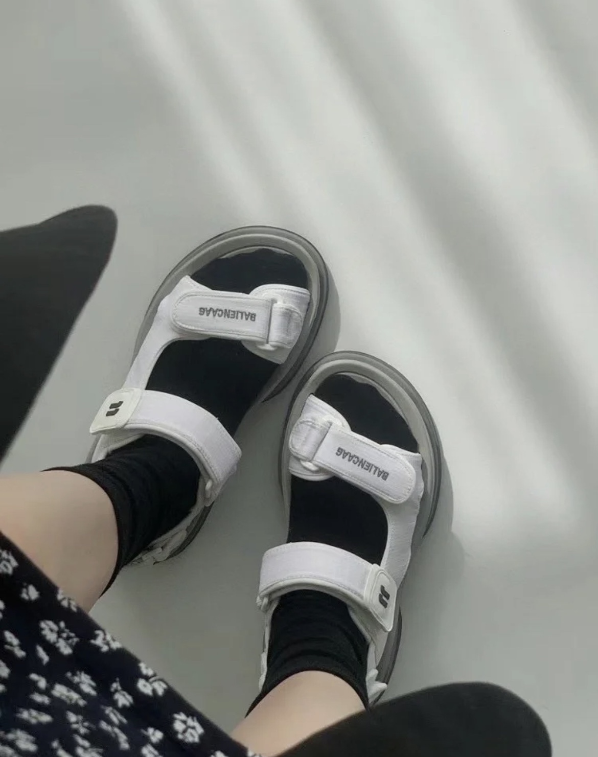 Balenciaga Tourist Fabric Velcro Beach Sandals - Shoe 3
