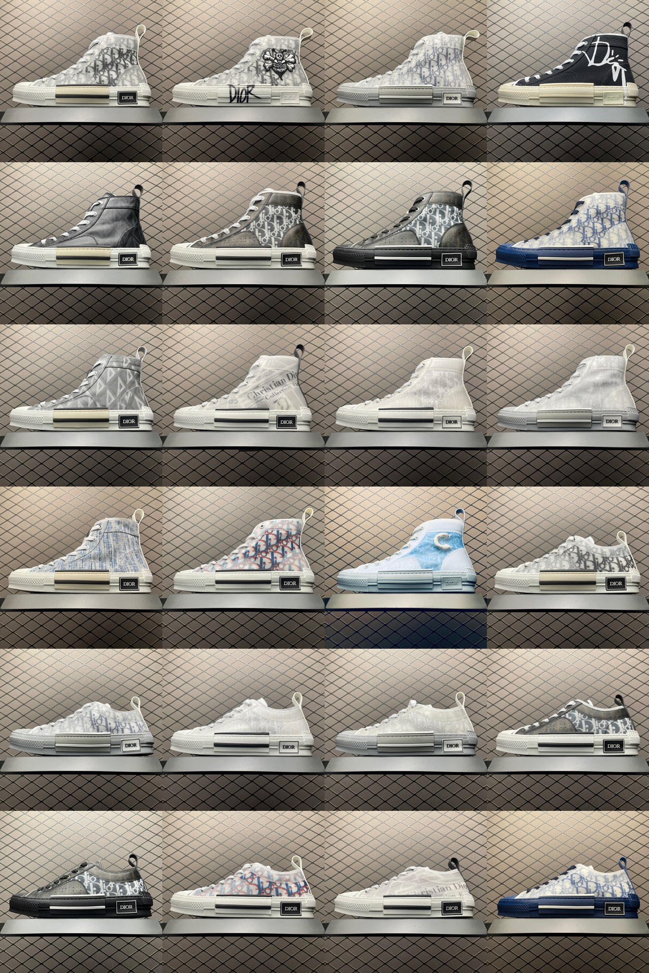 配色合集 Dior 迪奧 B23 Oblique Sneakers 迪奧“CD重影” 休閒板鞋 東莞純原 原版購入再次全新升級 全鞋細節到材料到包裝大幅度提升改正 市面最強版本 可對比 歷史最高FK （全套原版一致配件包裝）羊皮貼底拉幫 原