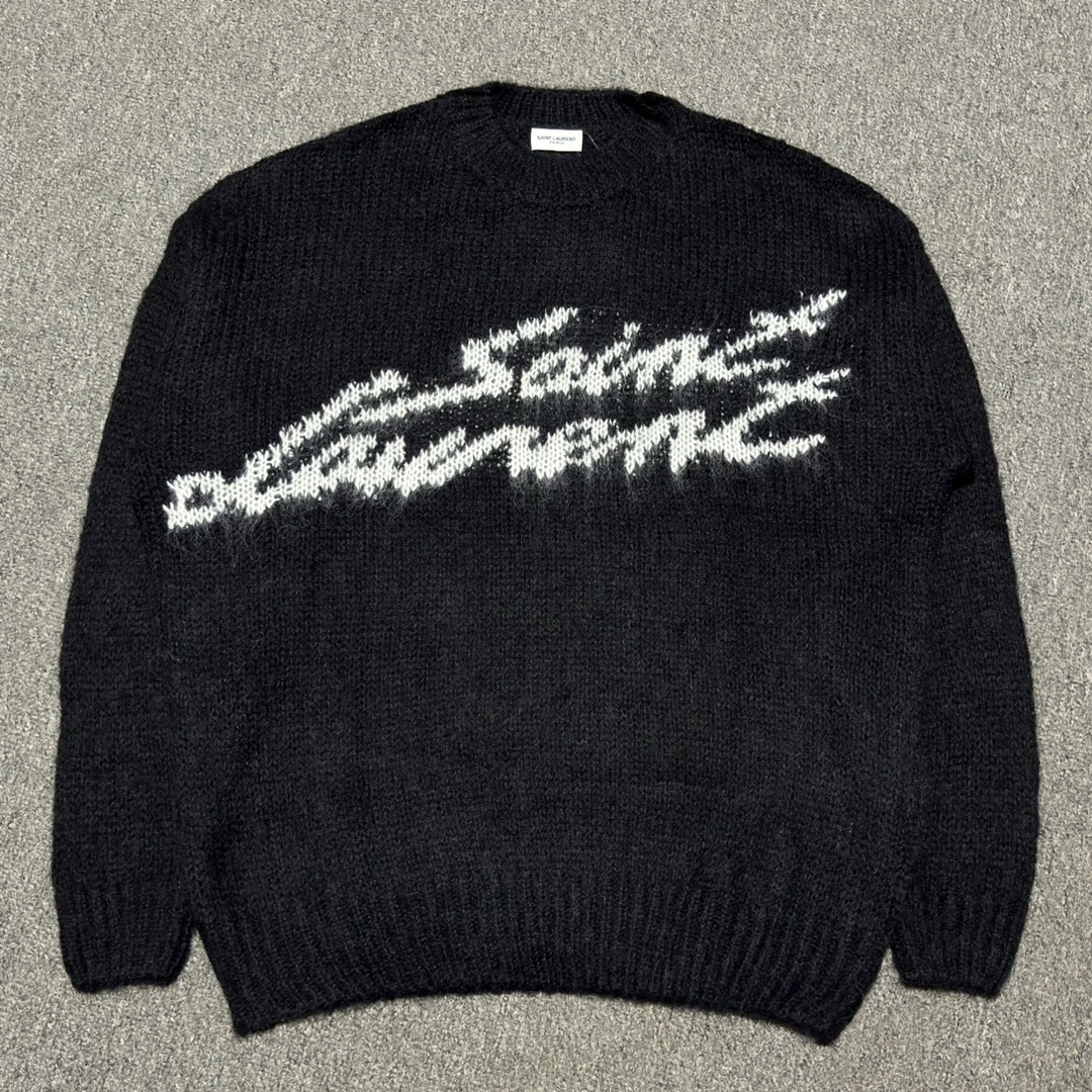 S# YSL 圣罗兰 海马毛 提花字母毛衣 真正原版购回开发打版 高端零售专供 品质保证 100%放心出街 尺码：S M L-选品中心