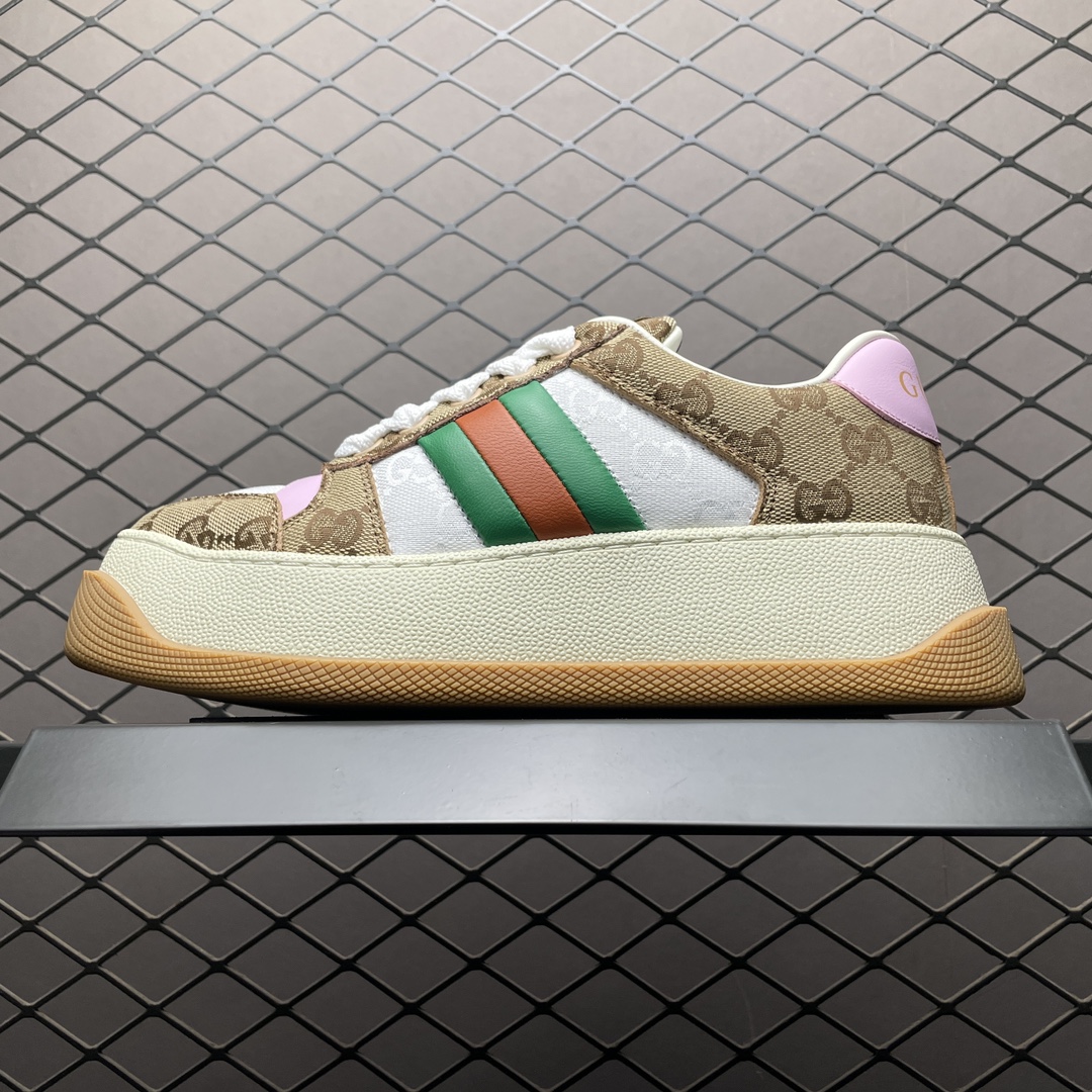 💰769 代購專供品質 Gucci 古馳 Screener 厚底髒髒鞋 厚底增高系列 新配色內裡為小羊皮內裡 非常規配色毛巾布內裡 正確版型 高階外貿 高階零售專供品質 最新官方綠色手提禮盒 所有皮面均同步官方採用皮革油邊工藝 同步官方採
