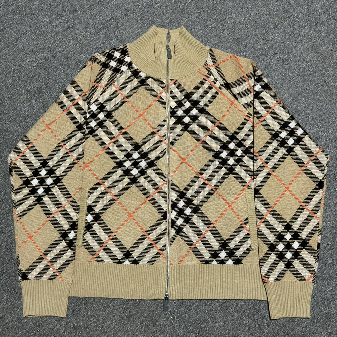 S# BBR 巴宝莉 格纹拉链羊毛毛衣 高端零售专供 真正原版开发 品质保证 100%放心出街 尺码：S M L XL-选品中心