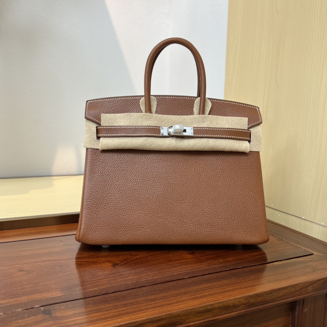 Hermes Birkin Bags Handbags Brown Coffee Color Sewing Silver Hardware