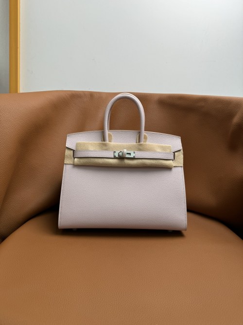 Elegant Birkin Style Epsom Leather Handbag in Dreamy Pink-Purple, 25/30cm 1 Elegant Birkin Style Epsom Leather Handbag in Dreamy Pink-Purple, 25/30cm