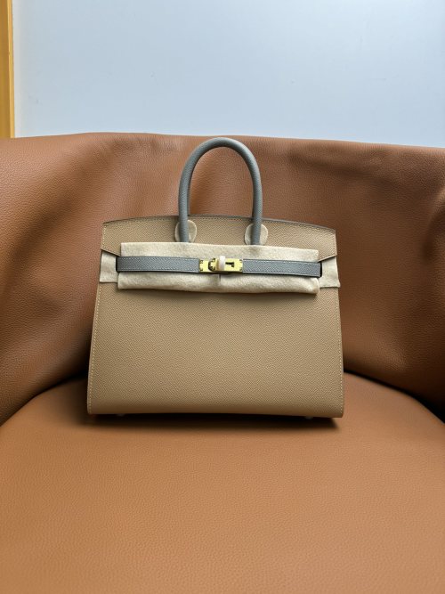 Elegant Birkin Style Handbag in Epsom Leather with Gold Hardware, 25/30cm 1 Elegant Birkin Style Handbag in Epsom Leather with Gold Hardware, 25/30cm