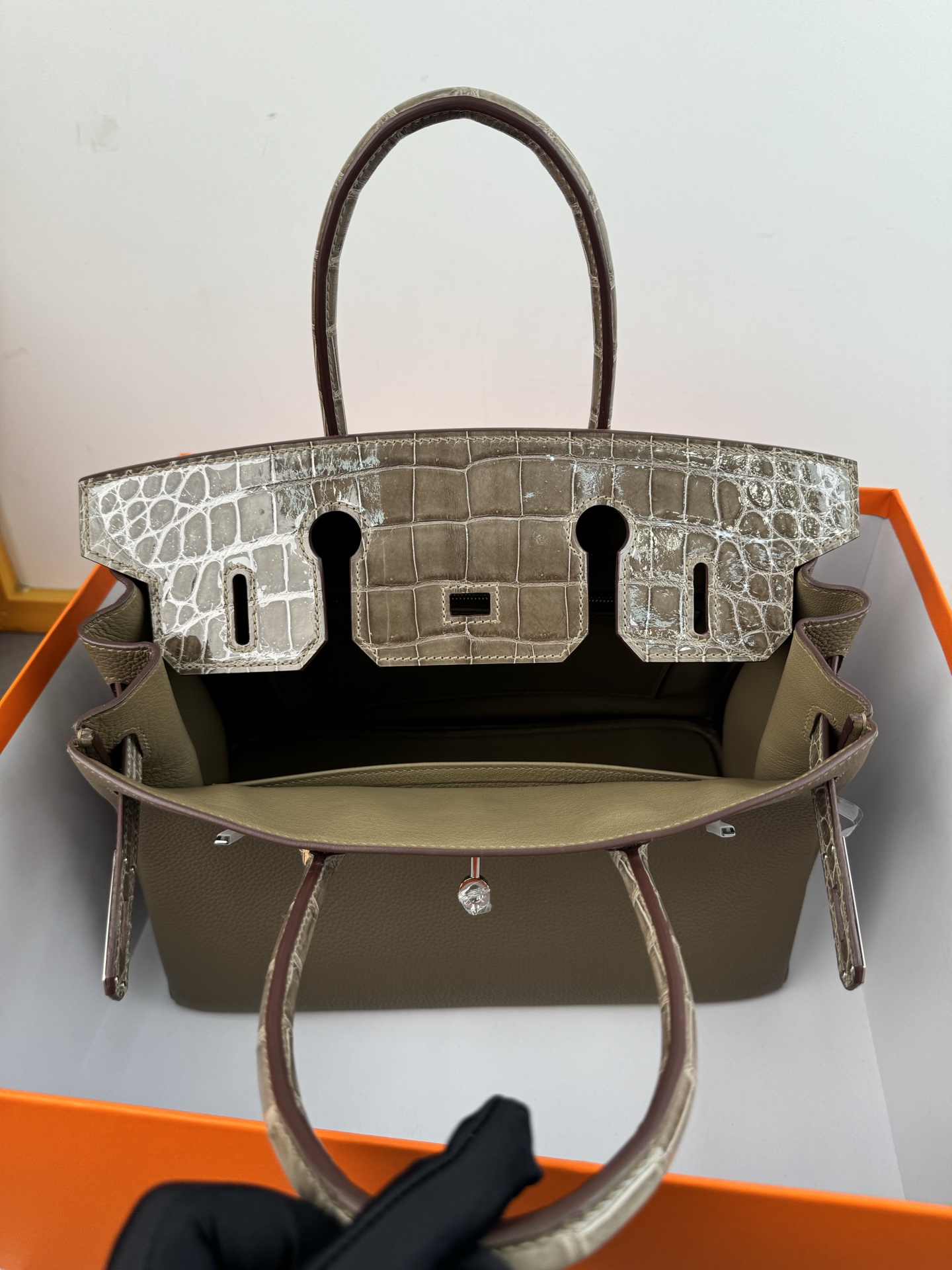 Birkin 30cm Togo Leather and Crocodile Top Handle Satchel Handbag 8 i1739691167627 1710 0 6