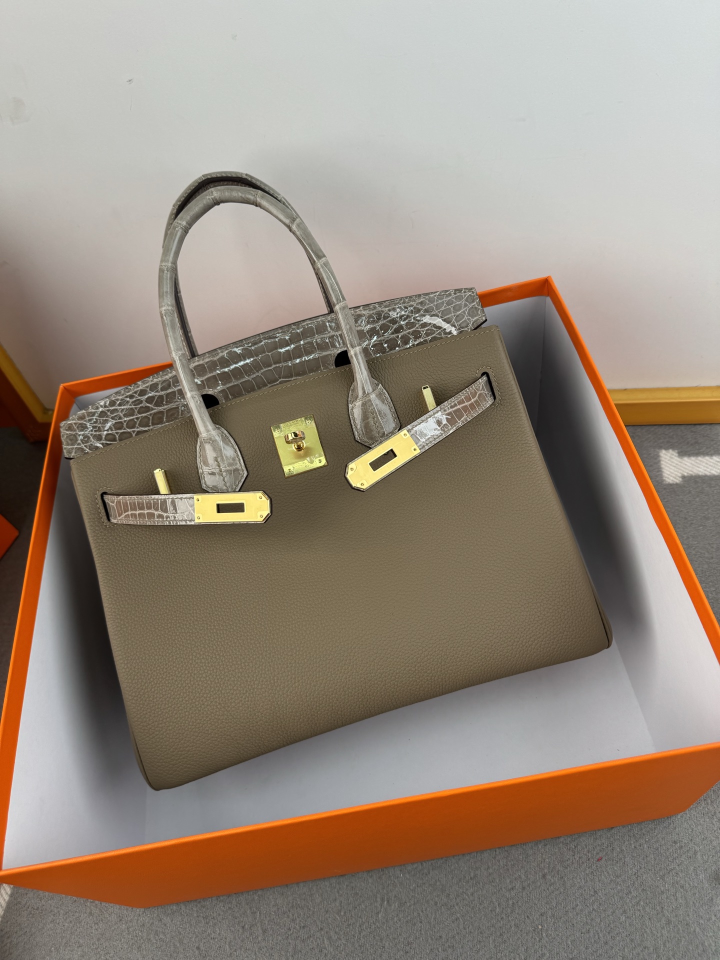 Birkin 30cm Touch Togo Leather with Crocodile Top Handle Bag 9 i1739692638164 308 0 8