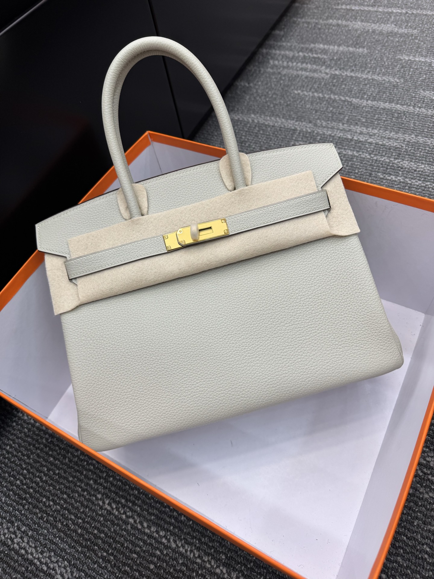 ✨BK30 gris perla Togo piel Birkin 30c 610. 35. 660