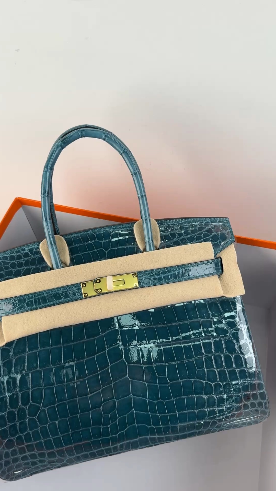 BK30 cuero de cocodrilo del Nilo de alto brillo, bolso Birkin 30cm, cosido completamente a mano con hilo ence…